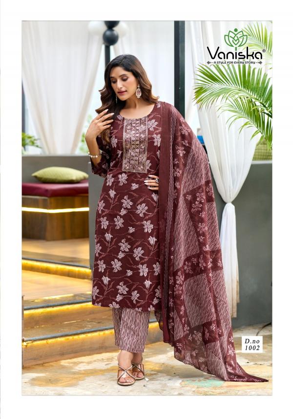 Vaniska Trendy Cotton Vol 1 Embroidery Work With Printed Readymade Collection